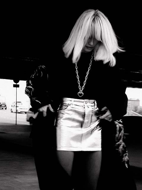 Silver Plated Denim Mini Skirt, 7