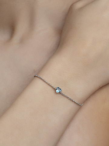 Heart-Shaped Blue Cubic Zirkonia Silver Bracelet, 2