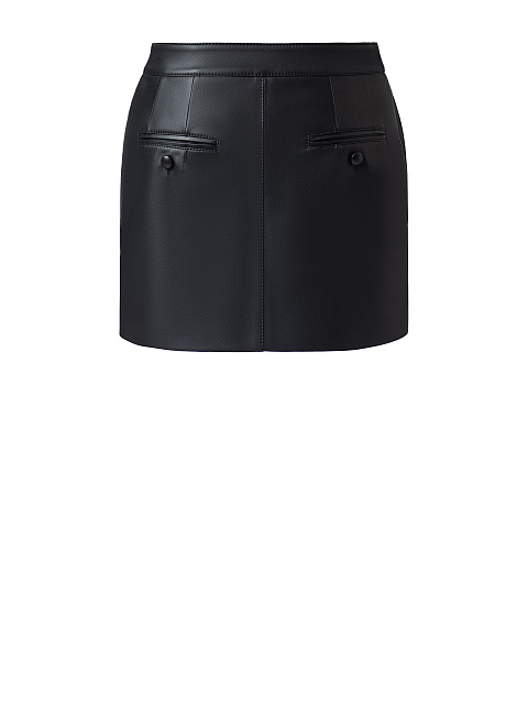 Юбка мини из черной натуральной кожи, 2