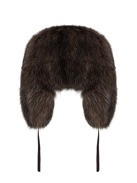 Dark brown sable fur earflap hat, 2