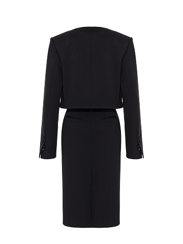 Black suit with jacket and midi skirt, 2