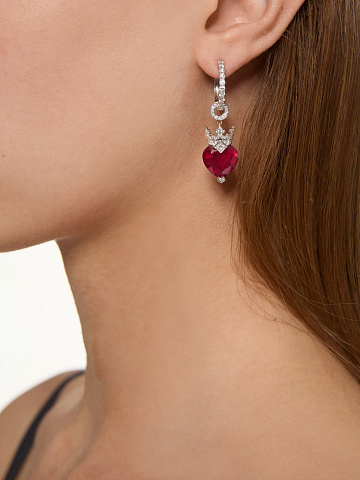 White gold earrings with heart‑cut rubies and diamonds, 2
