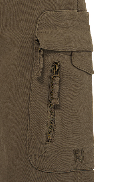 Khaki Cotton Cargo Pants, 3