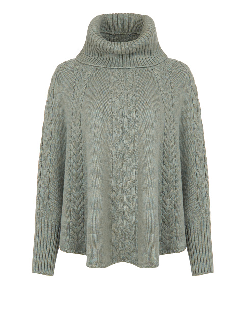 Grey Cashmere Cable Knit Sweater, 1
