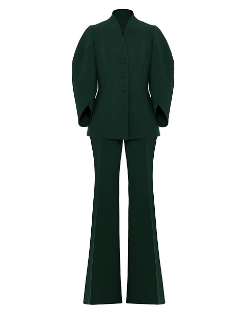 Green Two-piece Suit With Flared Trousers, 1 Green Two-piece Suit With Flared Trousers, 1