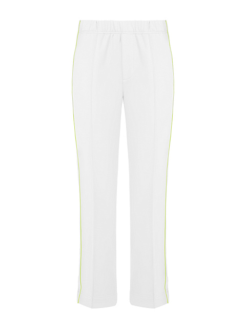 White & Neon Yellow Lily Embroidered Jersey Suit, 3