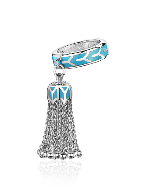 Tassel ring in white gold with enamel, 1