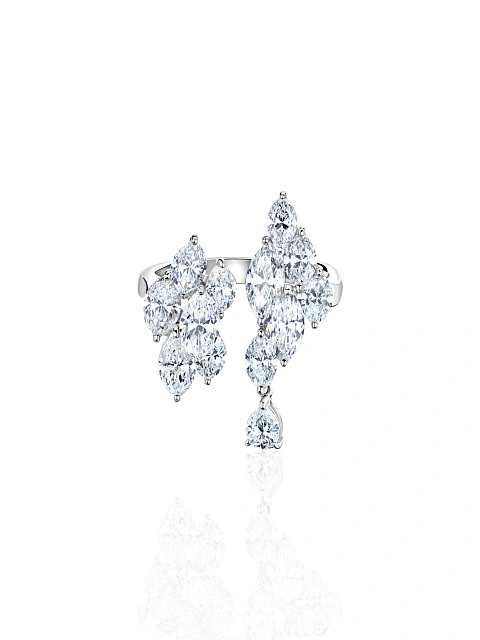 White Gold & Marquise Cut Diamonds Ring, 3