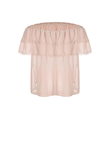 Pink Chiffon Off Shoulder Top, 2