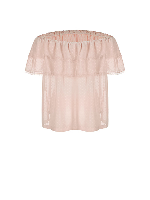 Pink Chiffon Off Shoulder Top, 2