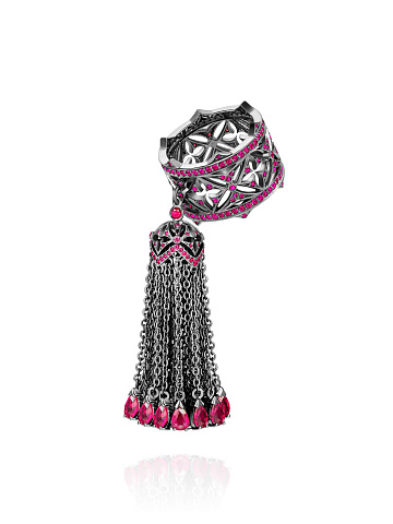 Black Gold Ruby Tassel Ring, 1