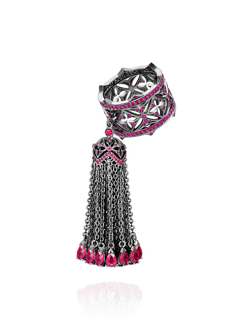 Black Gold Ruby Tassel Ring, 1