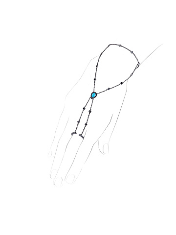 Slave bracelet made of blackened gold with turquoise and black diamonds, 1