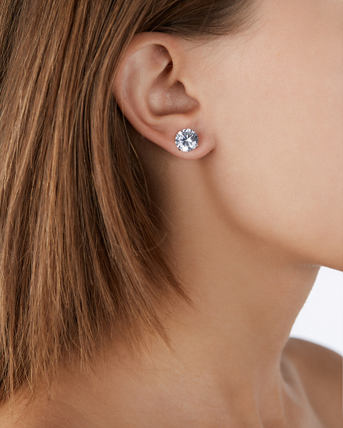 White Gold & Cubic Zirconia Earrings, 6