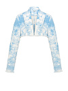 Голубой tie-dye жакет-болеро из денима