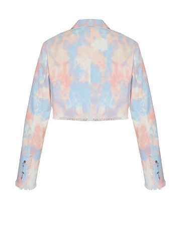 Pink Tie-dye Cropped Denim Jacket, 2