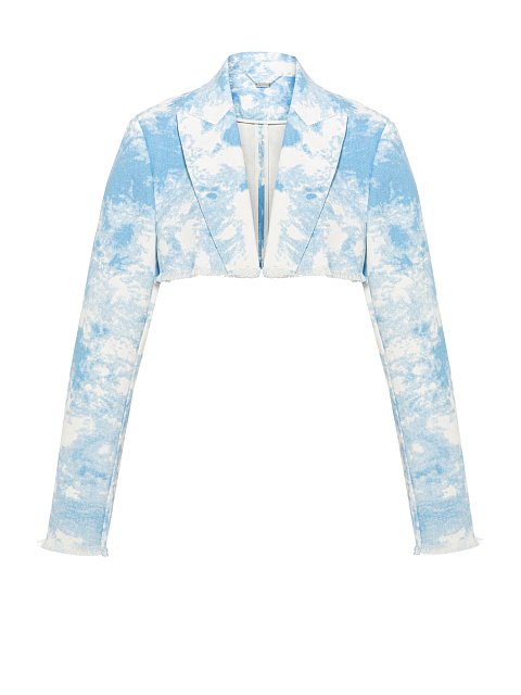Light Blue Tie-dye Denim Bolero Jacket, 1