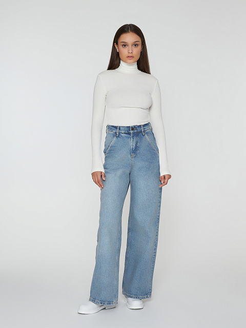 White Ribbed Cotton L/S Turtleneck Bodysuit, 5