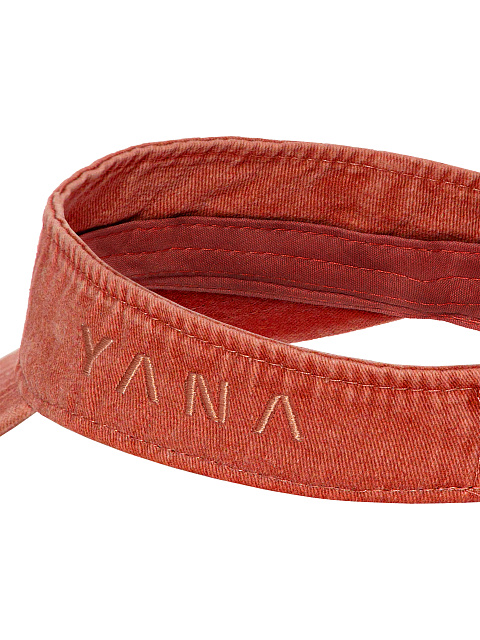 Orange Embroidered Denim Visor, 4