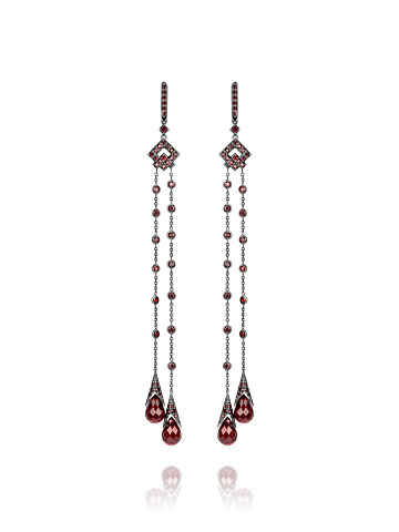 Black Gold & Garnet Earrings, 1