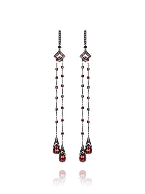 Black Gold & Garnet Earrings, 1