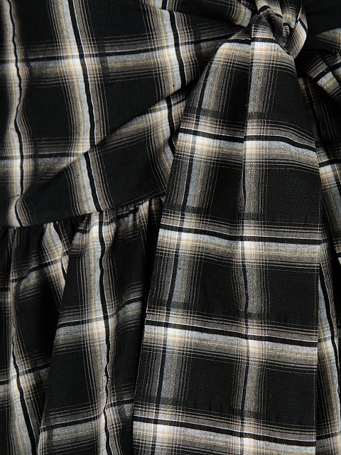 Black Checked Cotton Top & Mini Skirt, 5