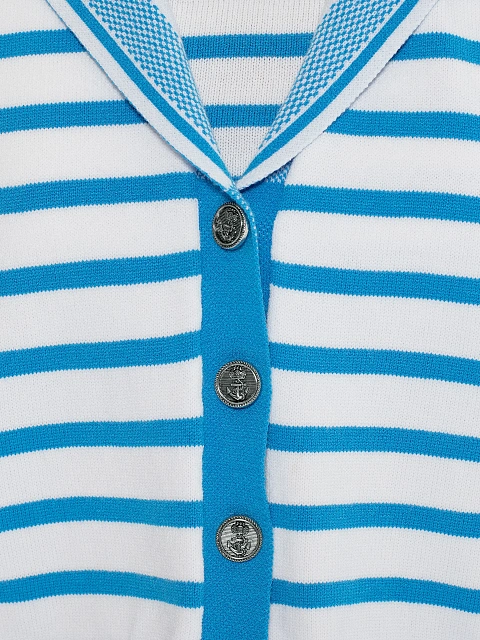 Cropped white cardigan with blue stripes, 2