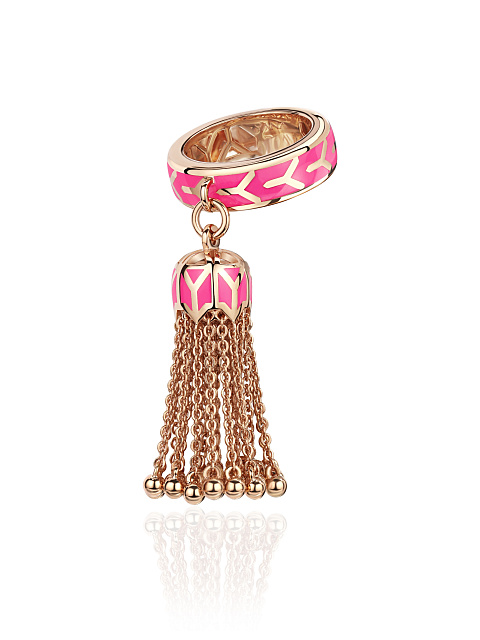 Rose gold hand ring with Tutti Frutti colored enamel, 1
