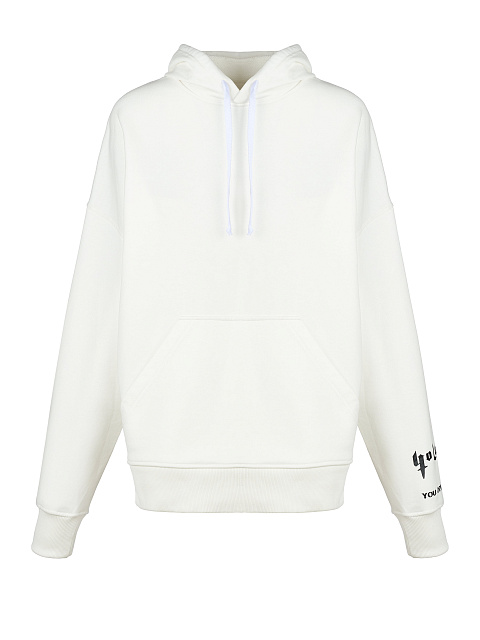 Back Printed White Cotton Hoodie, 4