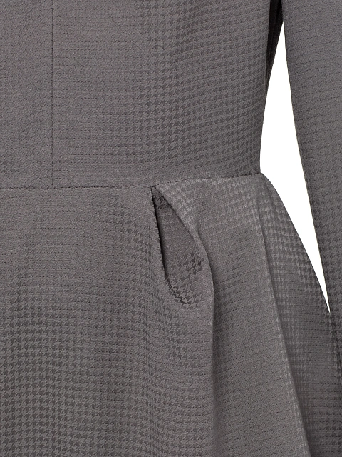 Grey Pied-de-poule Draped Mini Dress, 4