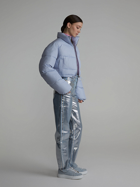 Blue cropped down jacket, 2