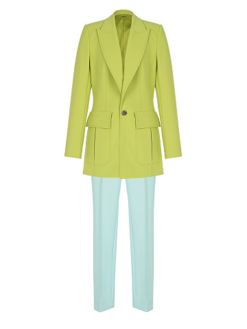 Lime Green & Light Blue Viscose Suit, 1