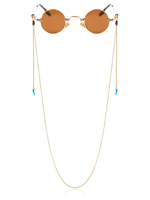 Yellow Silver & Blue Enamel Glasses Chain, 1