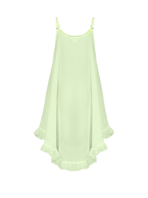 Lime Green Polka-Dot Chiffon Girl's Sundress, 2
