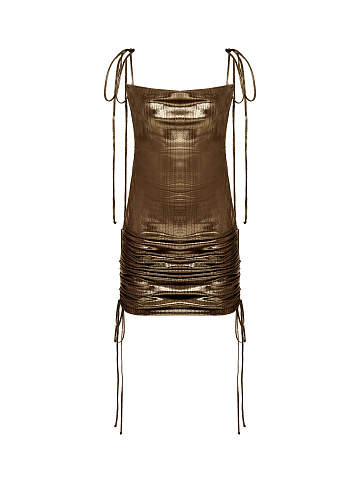 Metallic Brown Jersey Transformer Dress, 1