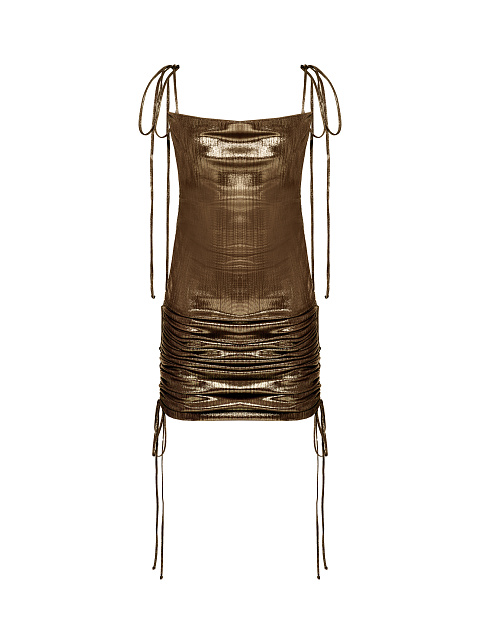 Metallic Brown Jersey Transformer Dress, 1