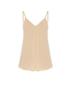 Топ из бежевого шелка с прямым вырезом