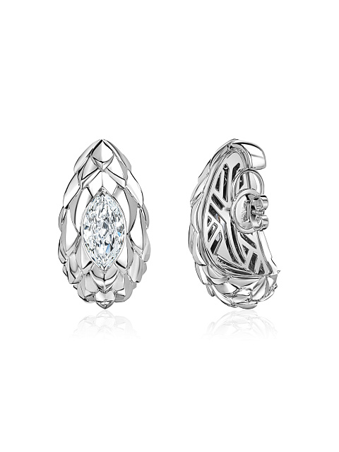 "Dragon" earrings in white gold with LG diamonds, 3