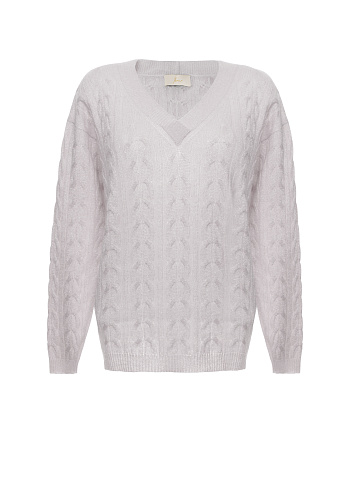 Pink Cashmere & Lurex Cable Knit Pullover, 1