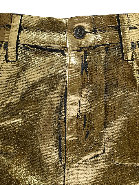 Gold-plated Denim Mini Skirt With Lace, 3