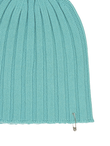 Turquoise Cashmere Safety Pin Beanie, 2