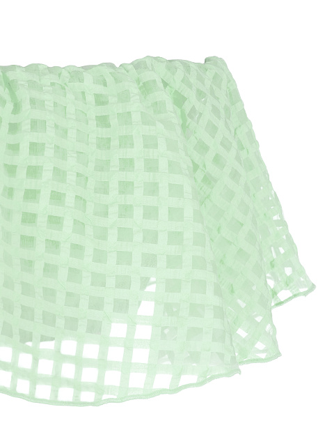 Lime Green Checked Chiffon Top & Mini Skirt, 3