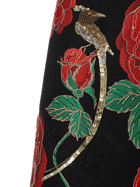 Cropped Black Jacquard With Floral Print And Embroidery, 4