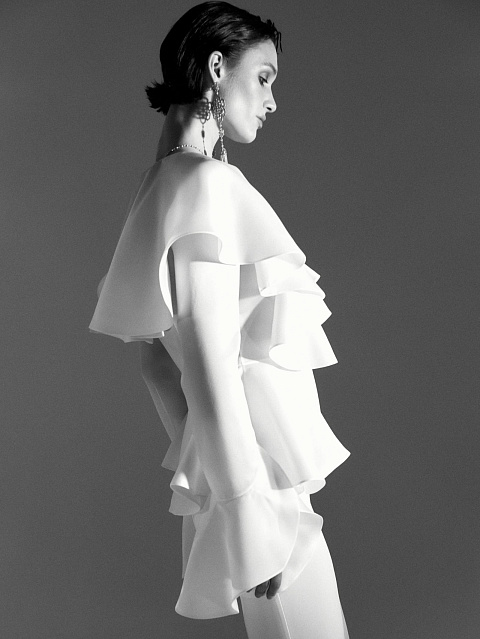 White Organza Top With Ruffles, 6