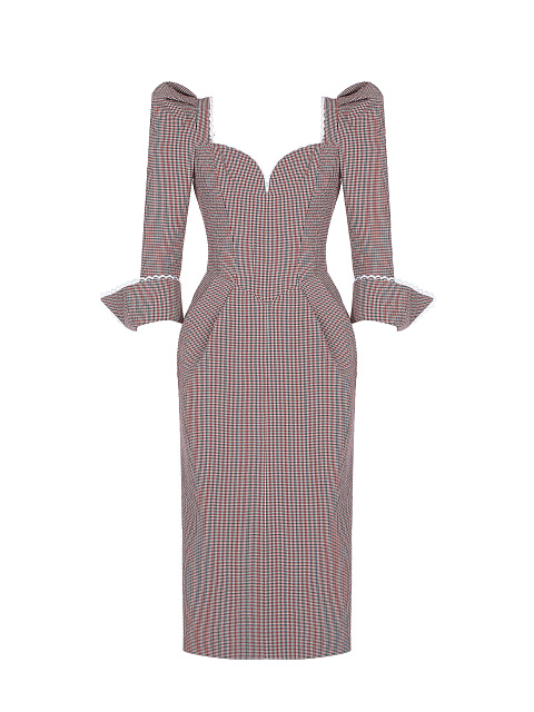 Red Checkered Midi Dress, 1 Red Checkered Midi Dress, 1