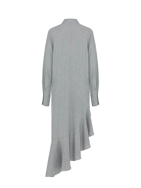 Gray Suiting Dress With Asymmetrical Hem And Tie, 2 Gray Suiting Dress With Asymmetrical Hem And Tie, 2