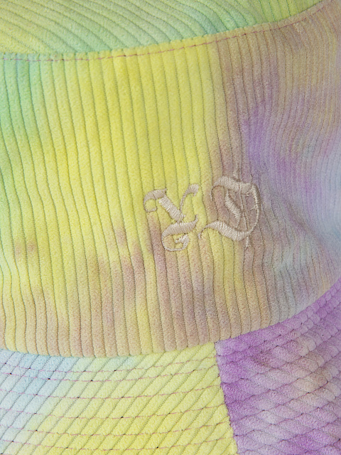 Tie-dye & Beige Embroidery Corduroy Bucket Hat, 3