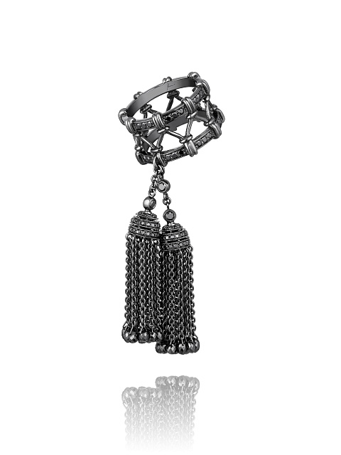 Black Gold & Diamond Tassel Ring , 1