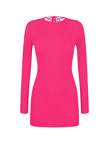 Pink Rib Knit Mini Dress, 1