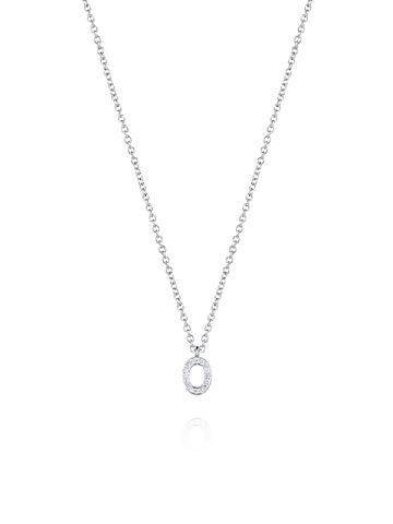 White Gold & Diamonds Letter "O" Necklace, 1